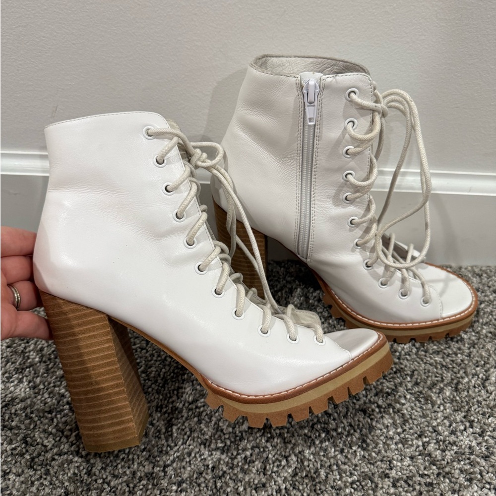 Jeffrey Campbell + Free People Palermo lace up open toe booties. Size 8. - Picture 5 of 15